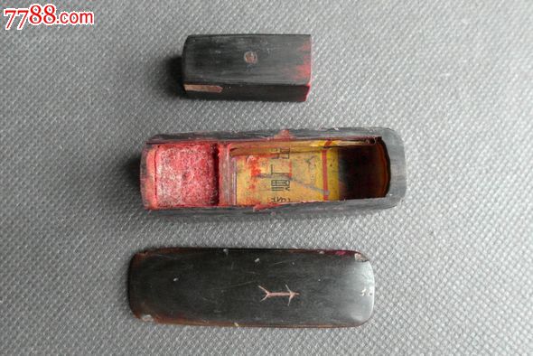 近文革老式牛骨印章盒,印章.