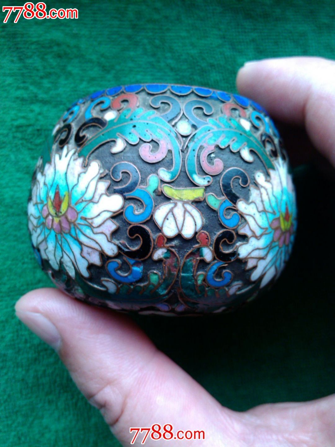 建国初期景泰蓝花卉图案水盂_景泰蓝罐_四海