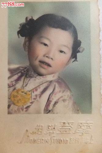 民国黄金长命锁锦衣女孩上彩照(少)-价格:45