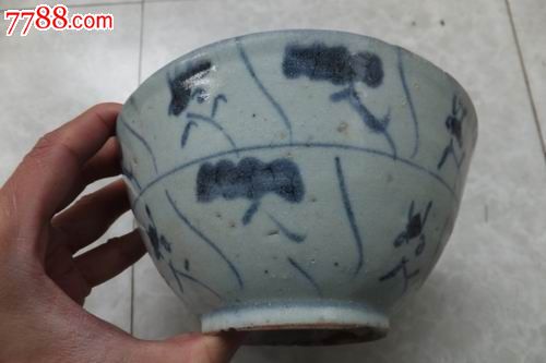 清代中期灵芝花卉纹青花碗(发色好)_价格75元_第1张_7788收藏__中国