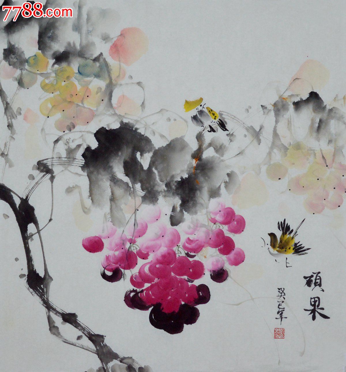 三尺斗方写意花鸟画小品hn0511