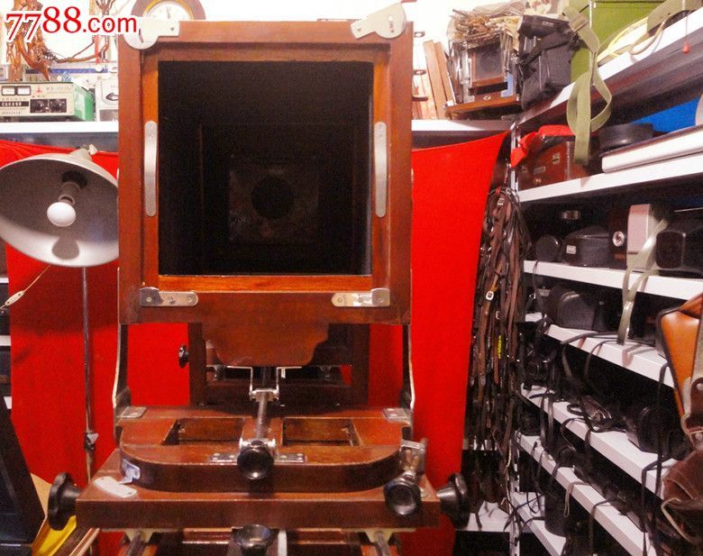 海鸥牌室内大幅木质座机老相机双镜头功能正常