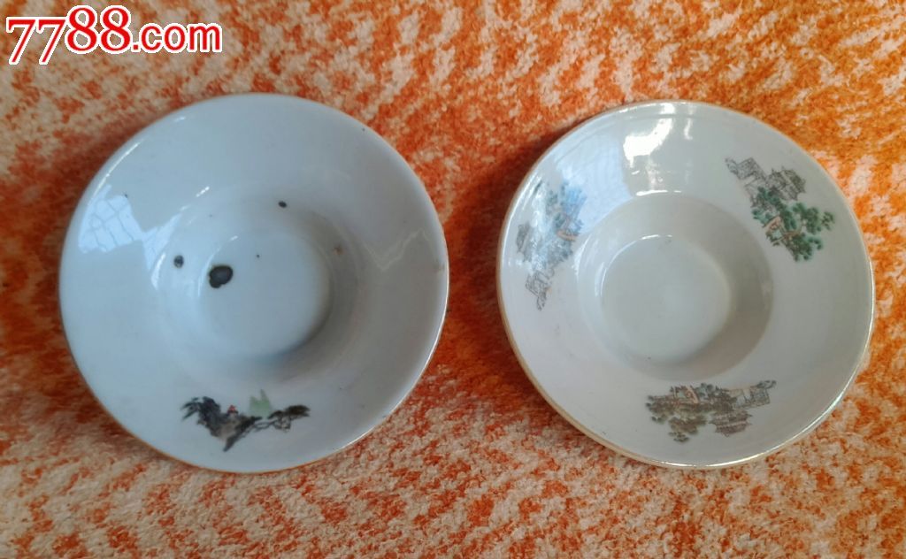 甘肃安口瓷器老茶碗一对