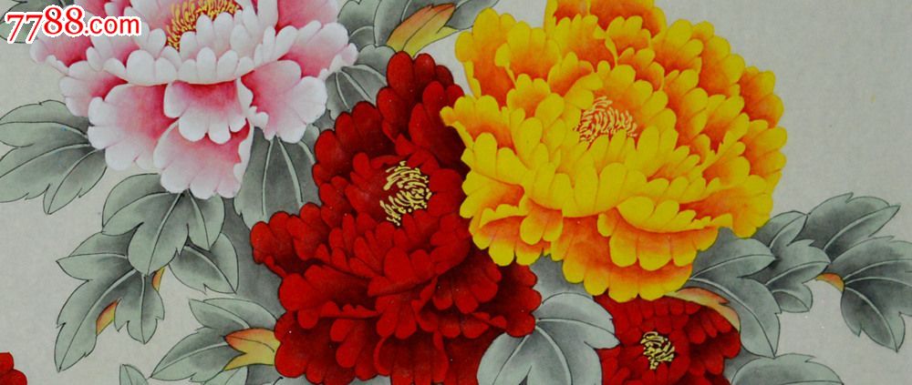 李岩工笔牡丹画《富贵吉祥》