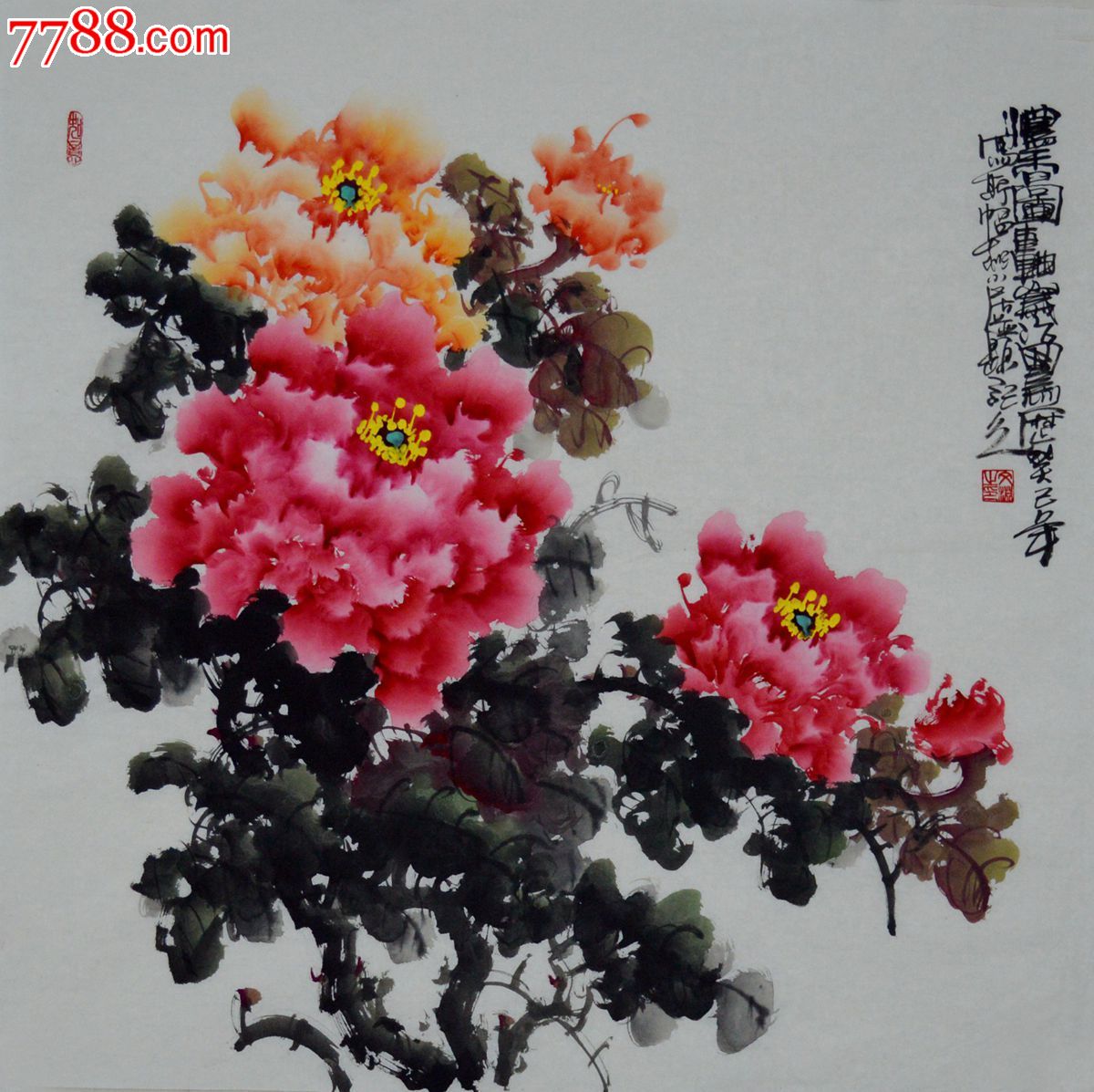 四尺斗方写意花鸟画作品《富贵图》-价格:120元-se22115284-花鸟国画