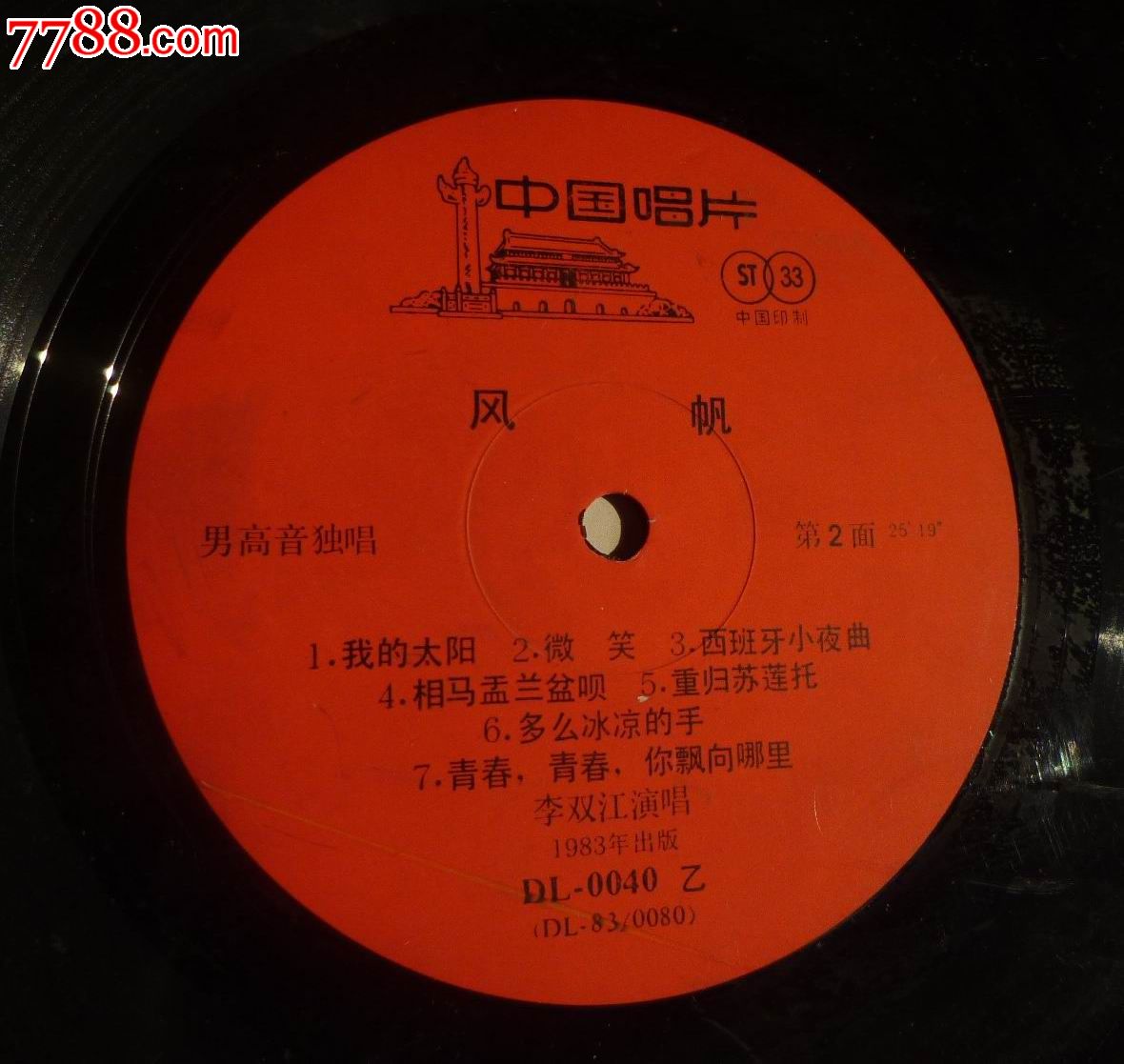 怀旧经典收藏老式黑胶唱片李双江风帆