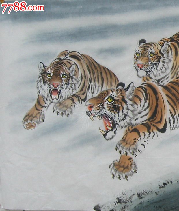 水墨国画小八尺动物画十二生肖虎五虎