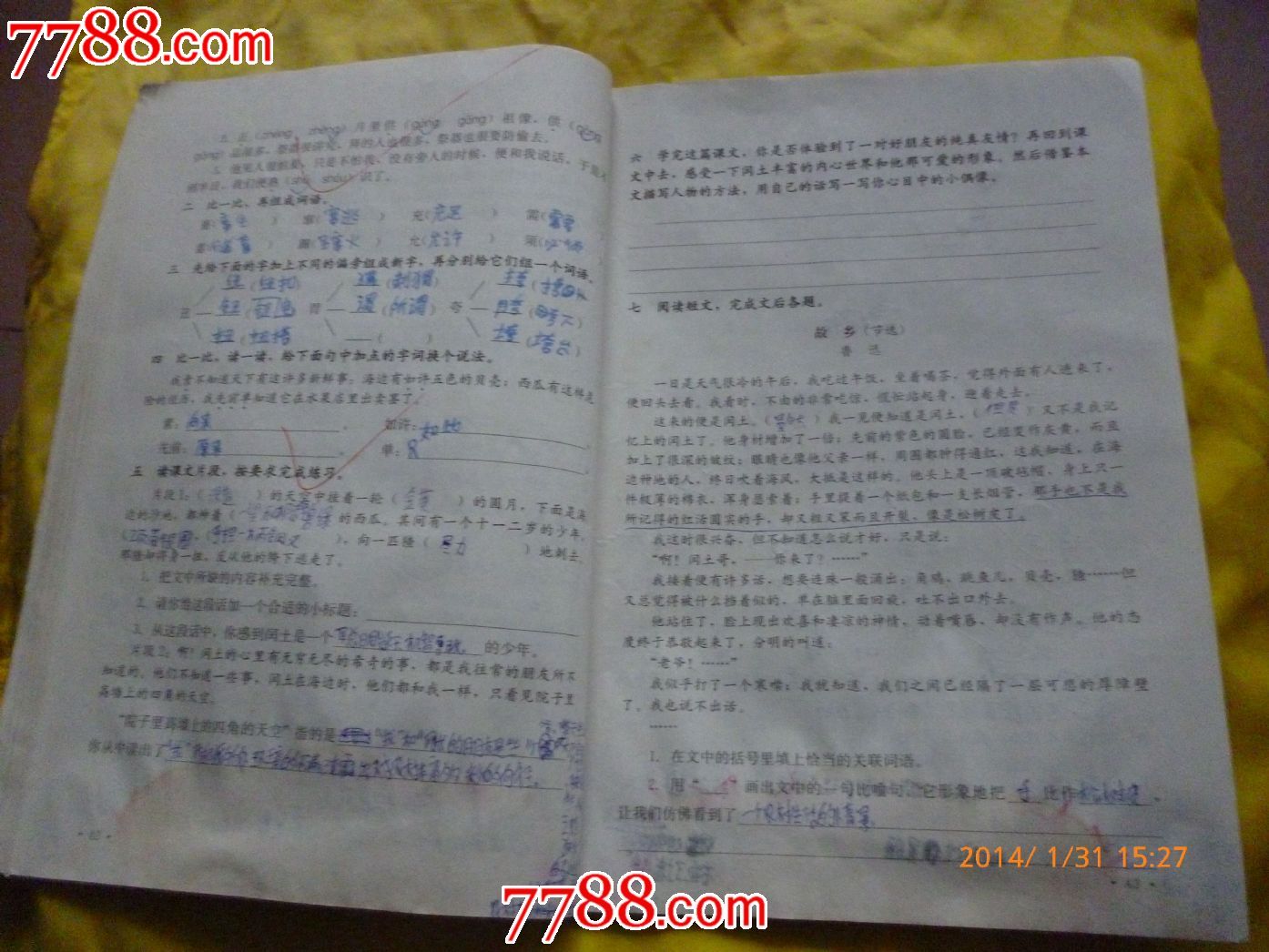 小学六年级【同步练习手册。语文】上册-义务