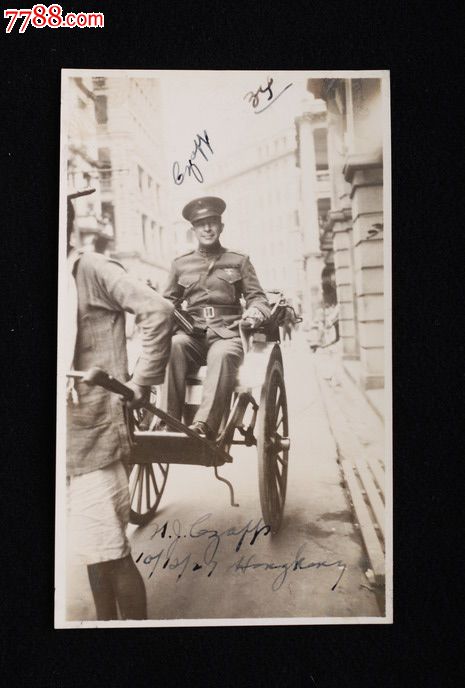 民国1927年香港街道黄包车夫、美国士兵原版