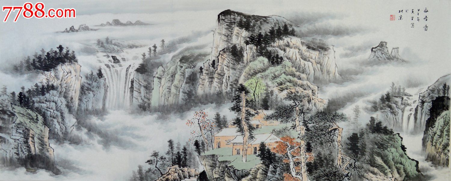小六尺国画山水画作品《山居图》ss0416