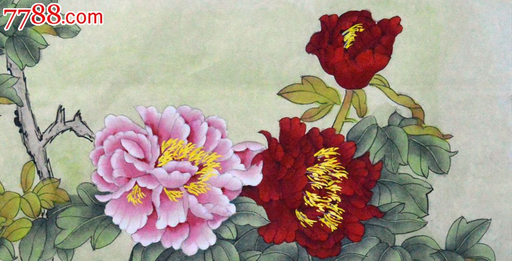 四尺斗方工笔牡丹《国色天香》