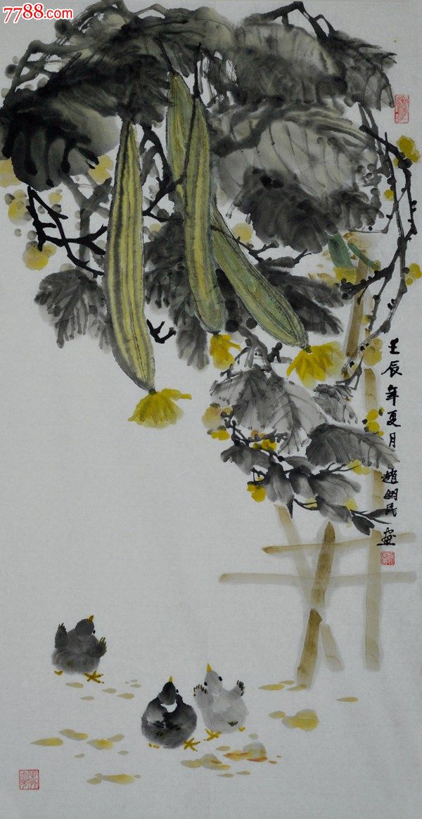 三尺整张国画丝瓜《福寿绵长》