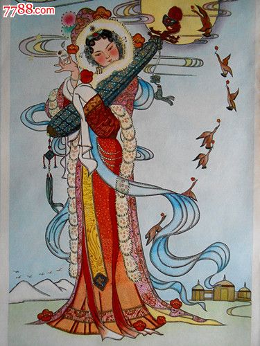 新杨柳青年画精品四条屏《古代仕女》(步万方.1980)