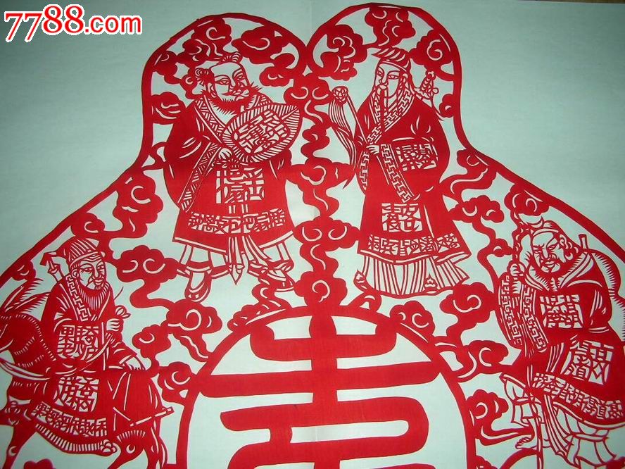 八仙上寿(杨柳青精品剪纸),剪纸/窗花,年代不详,天津,神话传说,单件