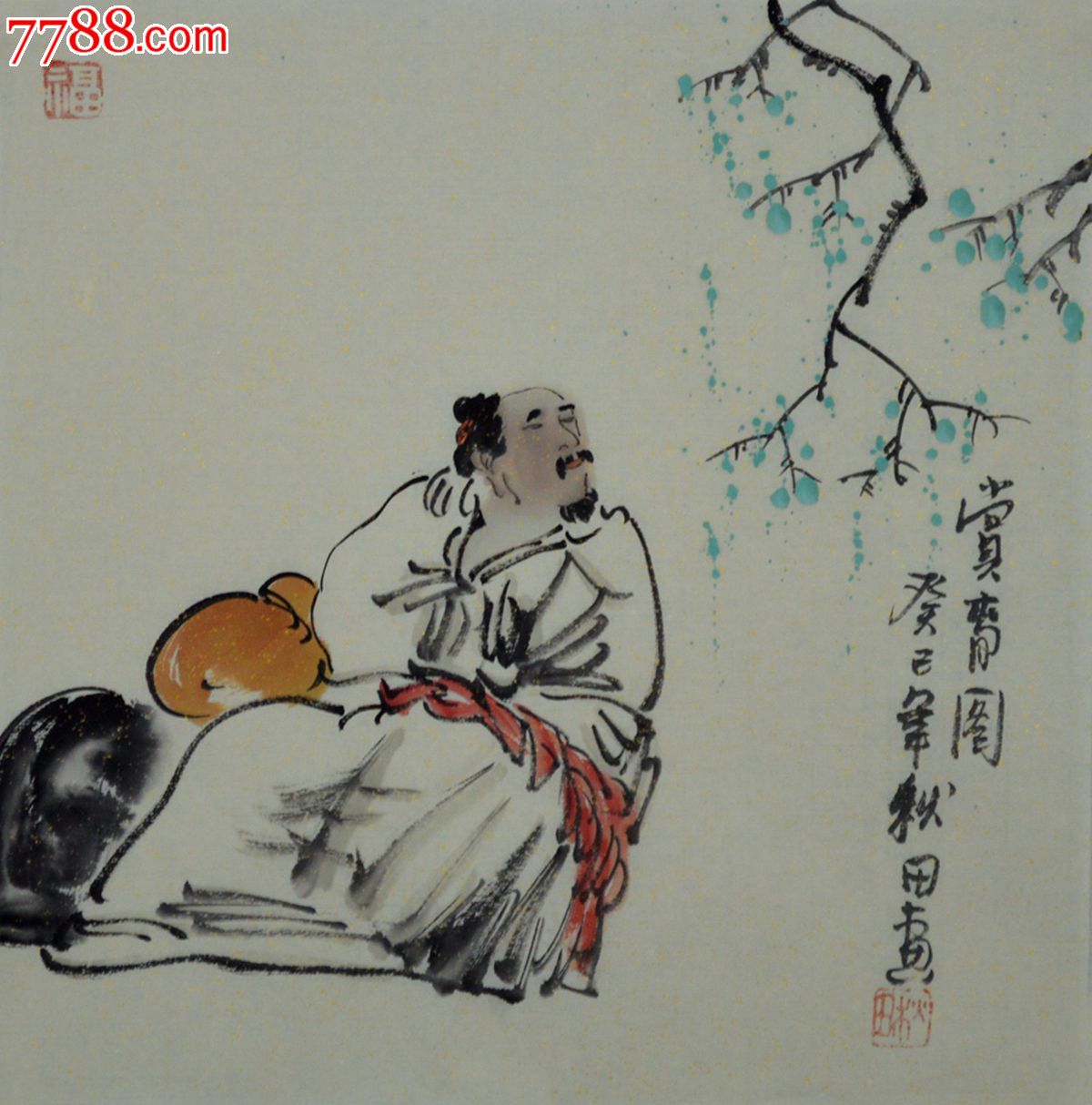 小品人物画《独赏》_人物国画原作_涵墨斋【中国收藏