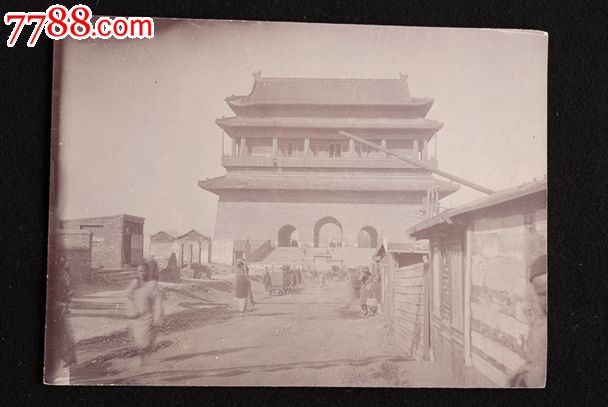 清代北京北平京城城门前的街道及行人蛋清原版