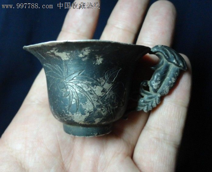 民国·凤手兰花银酒杯