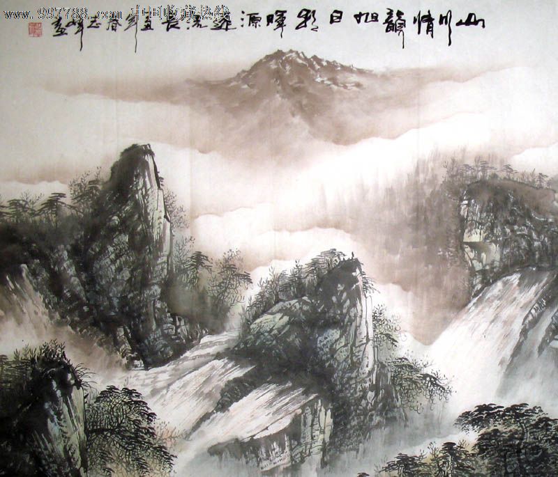 志峰国画山水画六尺山川清韵旭日彩晖源远流长19400