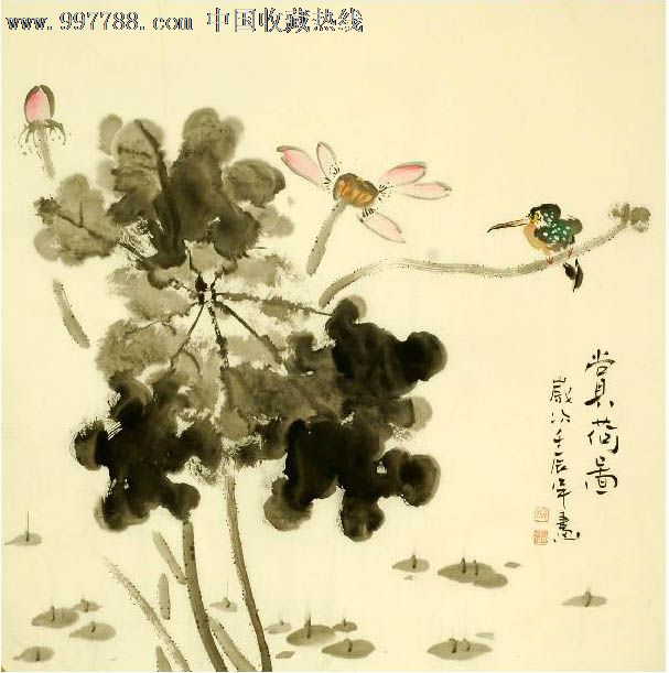 邱子萱·四尺斗方荷花,花鳥國畫原作,花卉畫原畫,水墨/寫意畫法,21