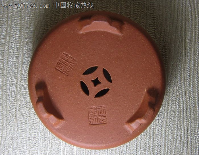 宜兴紫砂花盆 王爱国制降坡泥三足圆形盆(一口价)