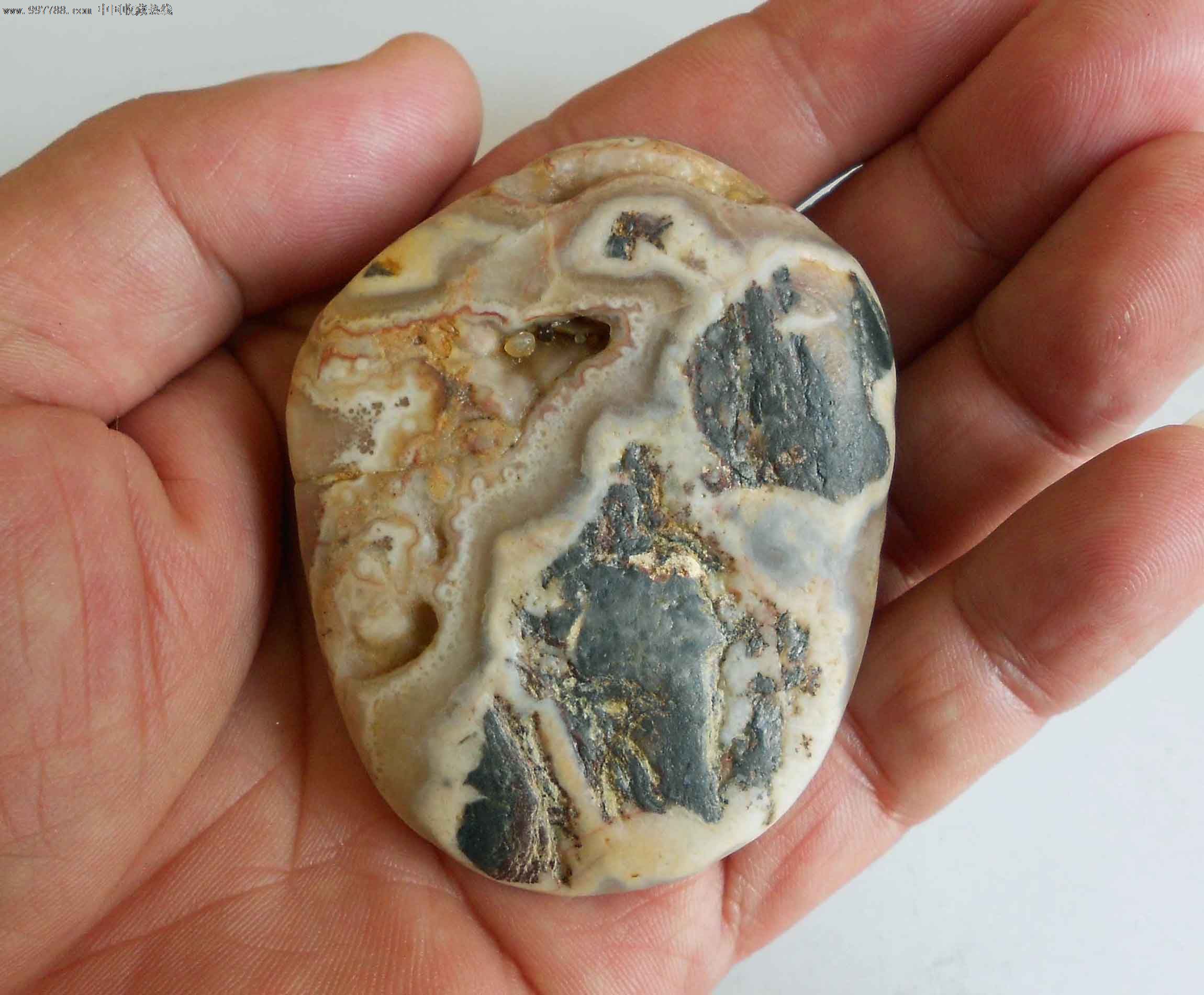 雨花石长城巨龙,雨花石,种类不详,山水,原生观赏石,复色,5厘米以上