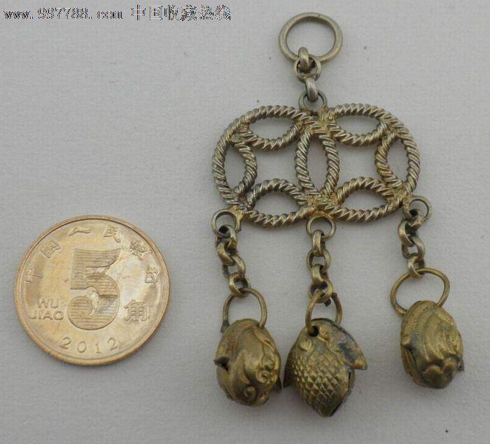 4155精美镏金双金钱银挂件