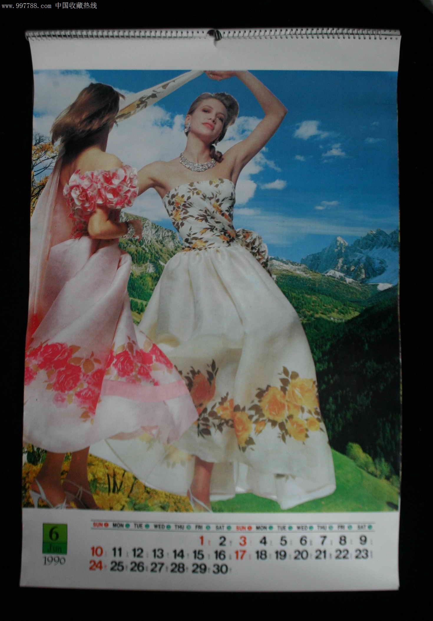 1990年海外风采挂历,挂历/台历,挂历,九十年代(20世纪),明星/美女,对