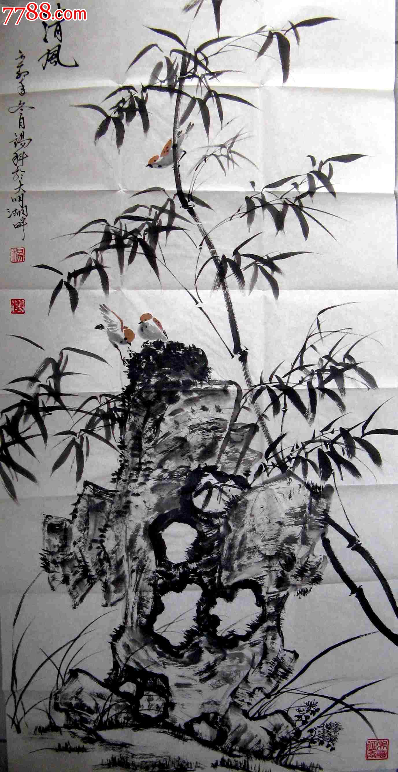 山东知名画家四尺条幅花鸟画《清风》-价格:80元-se16613361-花鸟国画