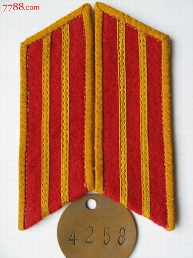 58式毯子版陆*校官大衣领章