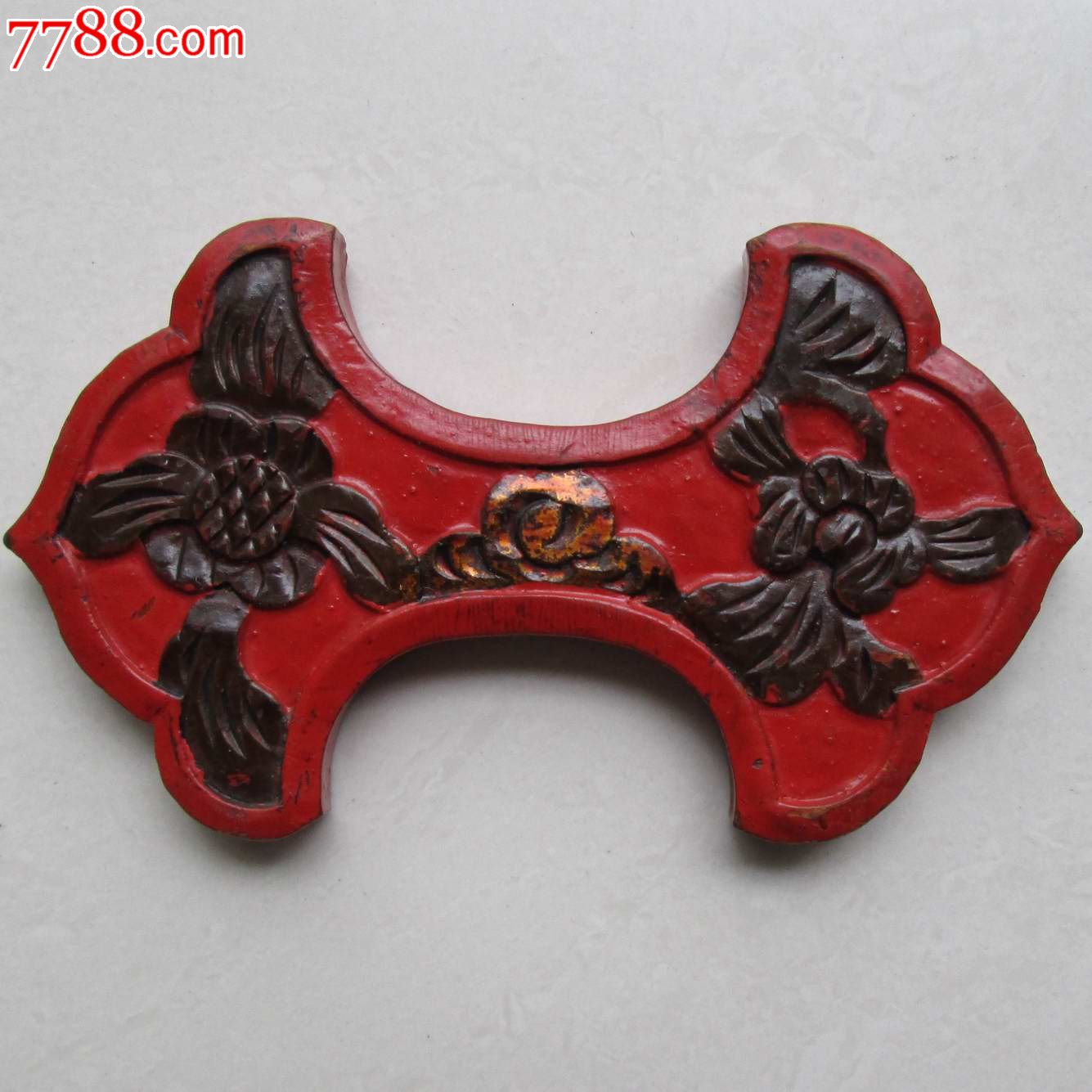 民国,老木雕,双面雕,女工绕线板缠线板,长12.2厘米