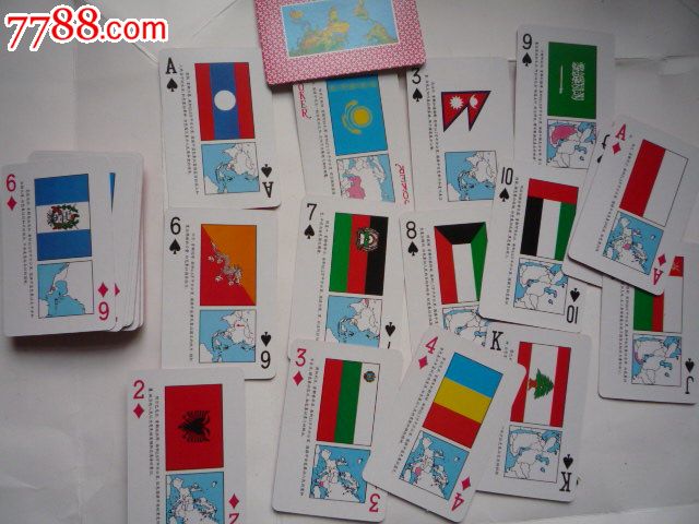 各国国旗之二扑克,扑克牌,艺术扑克/花式扑克,年代不详,其他图案,矩形