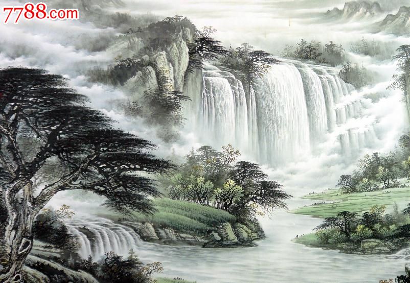 山水画风水画聚宝盆国画山水画范生辉八尺山水源远流长