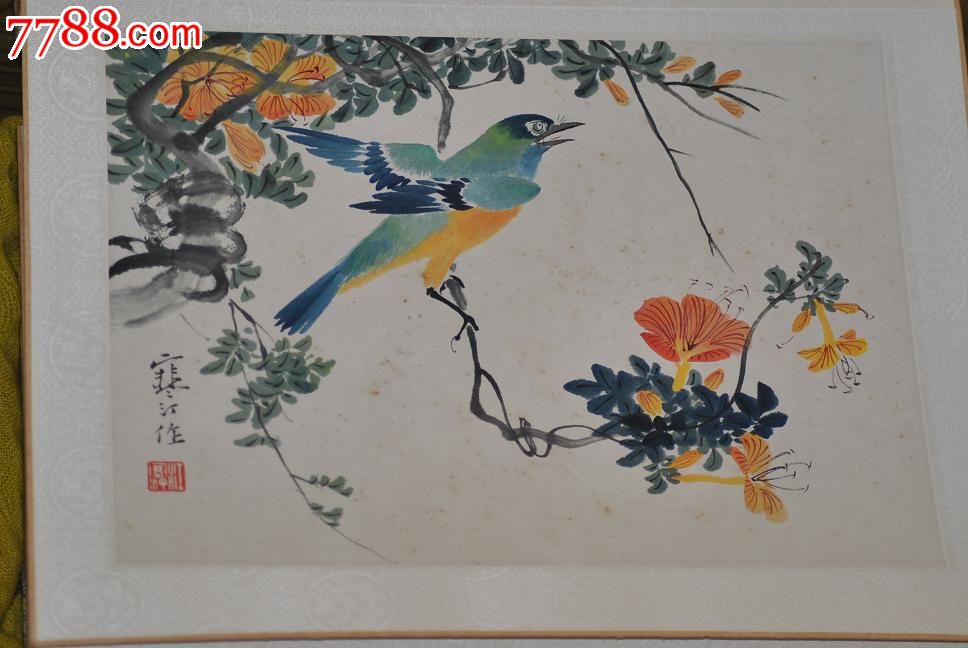 江寒仃花鸟册页三开-花鸟国画原作-7788商城