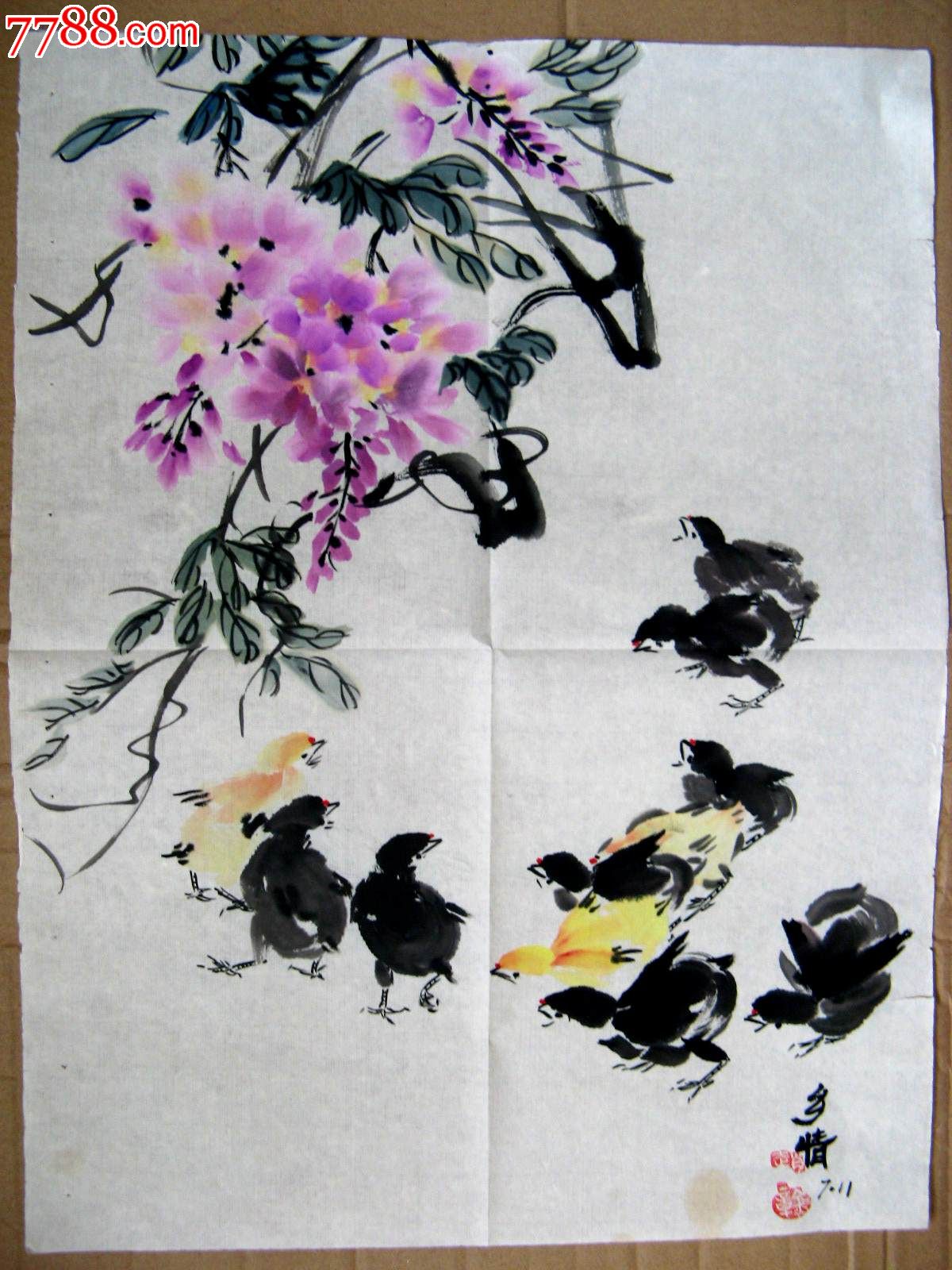 隽永风趣的尺半条幅花鸟画《乡情》_价格14元_第1张_中国收藏热线