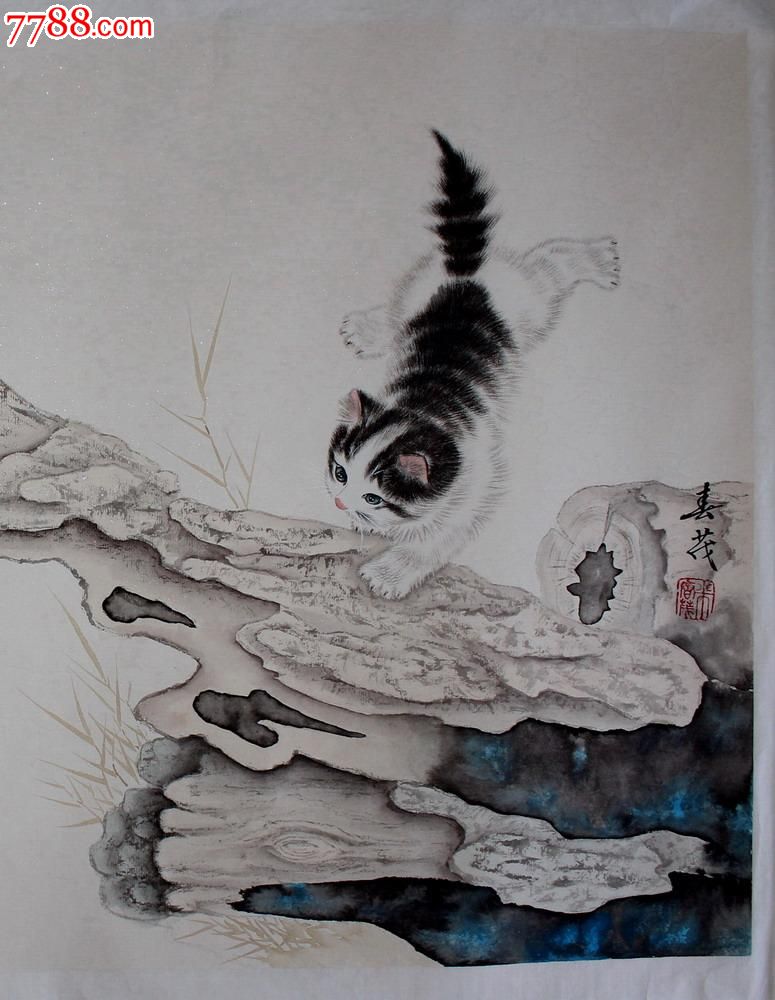 河北名家,米春茂(花猫抓小鸡)笔法细致,非常生动!
