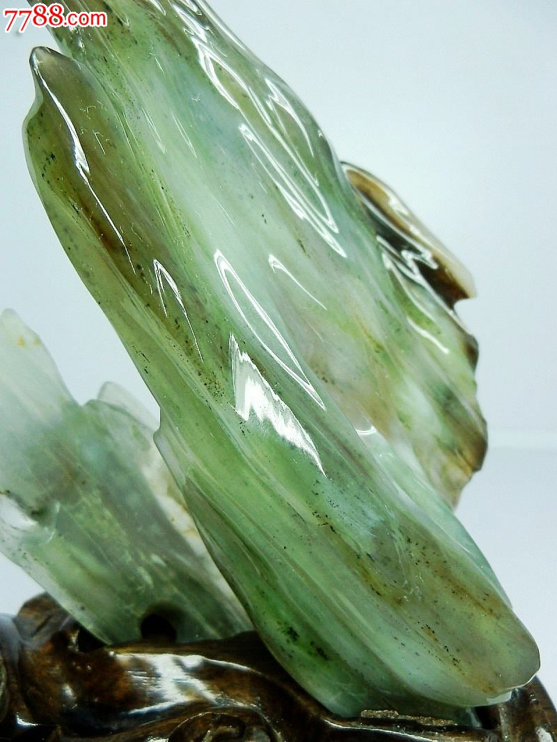 北京誉恒轩树化玉冰种带绿缅甸木化玉收藏奇石木化石