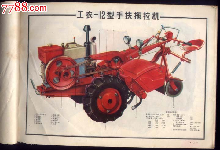工农12型手扶拖拉机结构图册