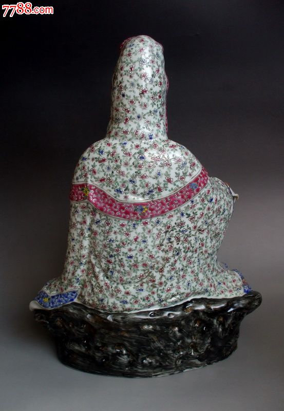 民国,福建会馆,粉彩观音.高37厘米.