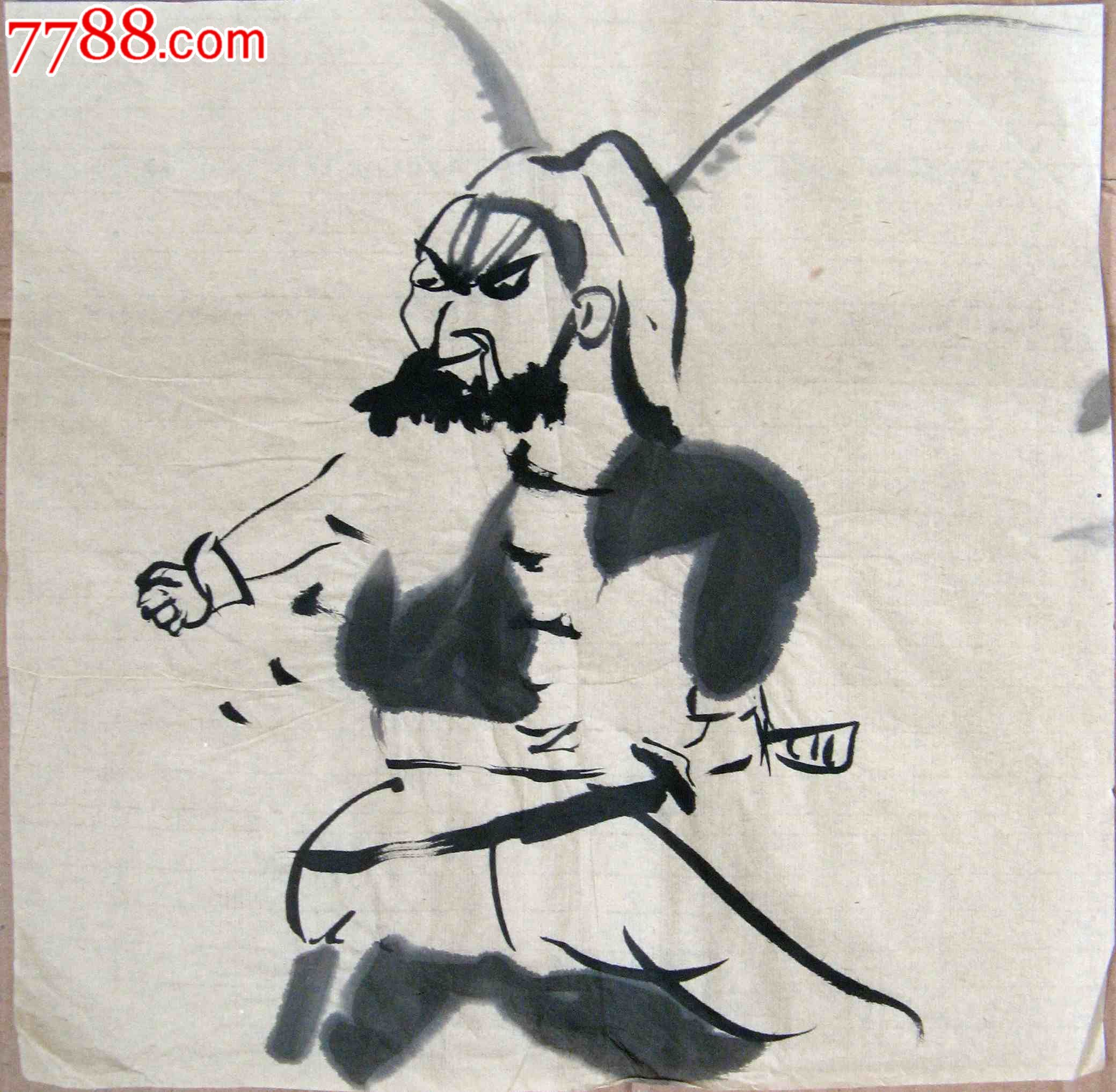 简练的一尺斗方人物画:将军威武图