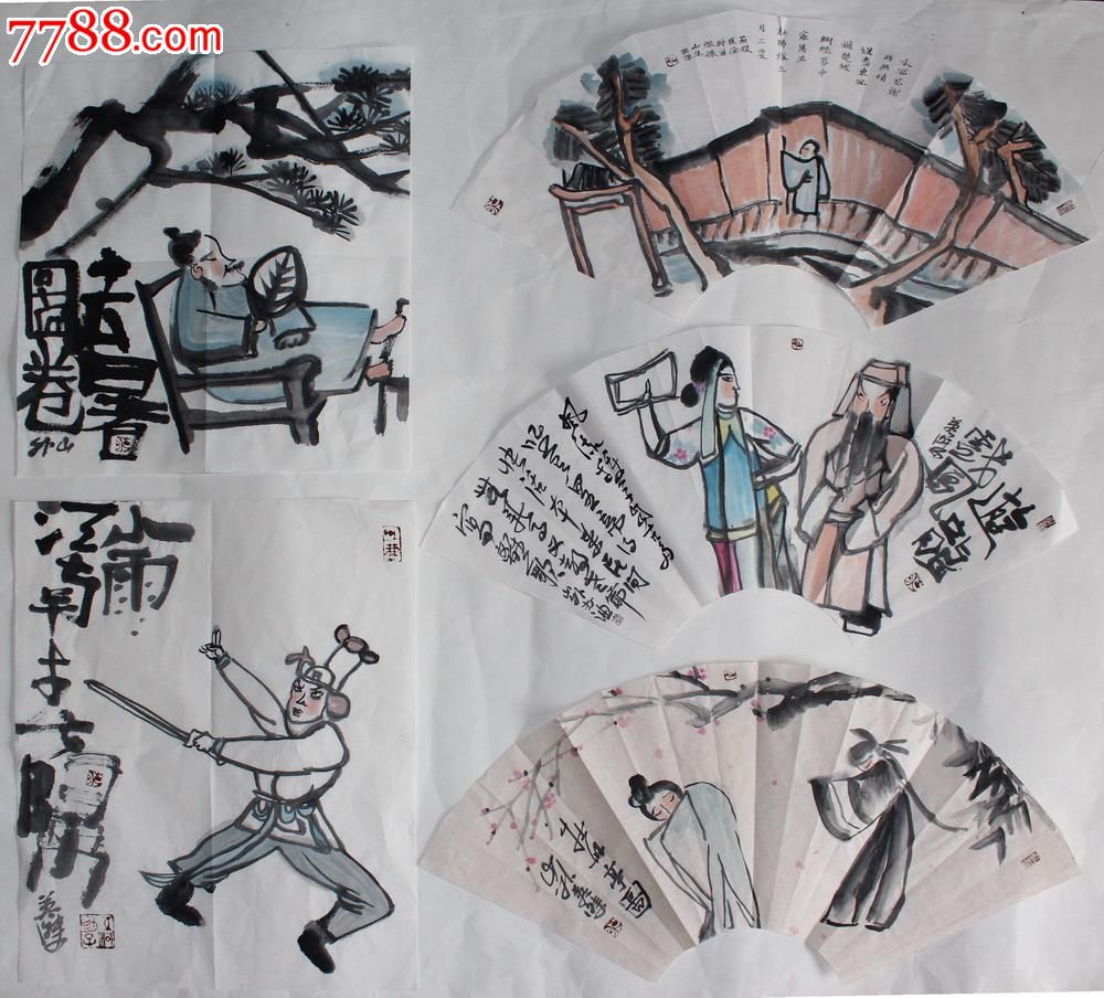 大家笔墨,神采奕奕(人物故事画,五幅一组)精妙之作!