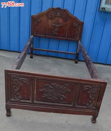 民国雕花单人床