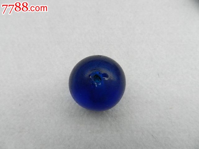 【淘宝罕见的清代大个蓝色的老琉璃珠子】旭祥阁古玩老琉璃珠