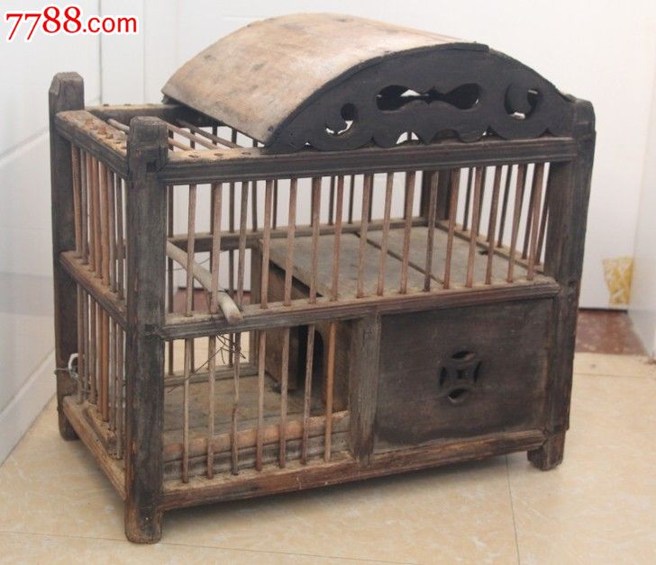 老竹木笼老家具鸟笼竹鸡笼家养宠物笼子收藏木花雕刻