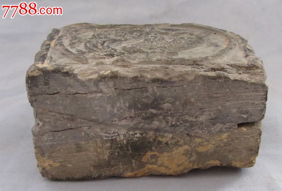 清末明初花草鸟兽长方形石麻砣,稀少