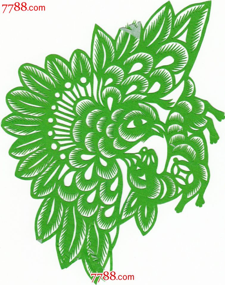 孔雀绿色_剪纸/窗花_第1张_七七八八纸艺
