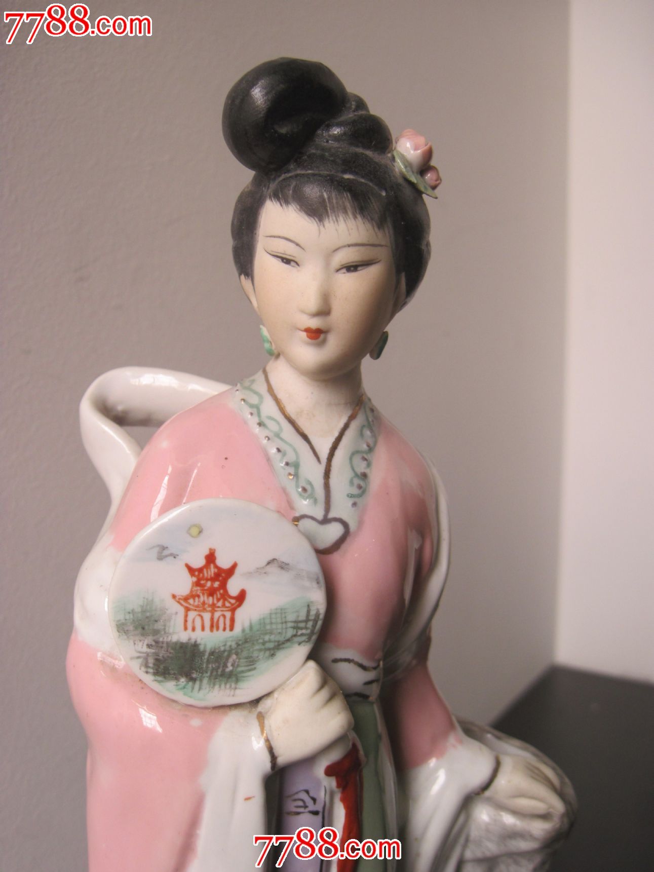 80年代潮州枫溪人物美术陶瓷仕女《赏春》