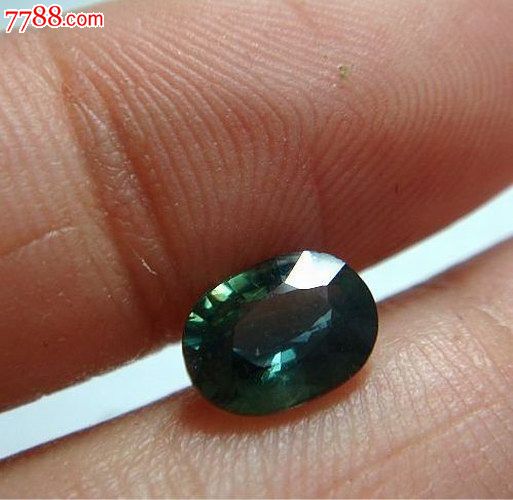 天然蓝绿刻面椭圆蓝宝石可带证书