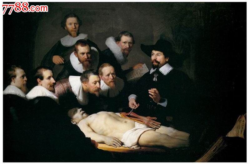名画欣赏100幅,杜普教授的解剖课伦勃郎荷兰1632年油画