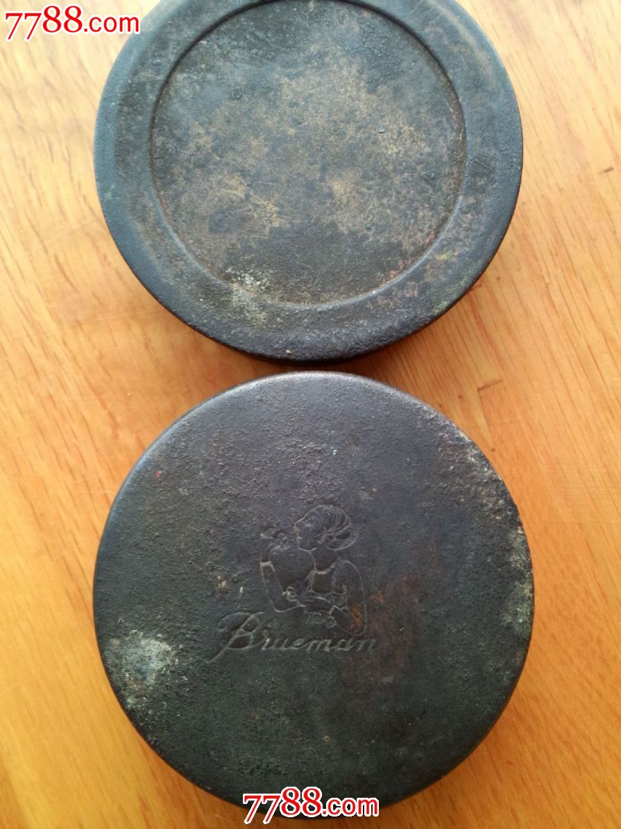 清末民国时期blueman牌铜粉盒一个