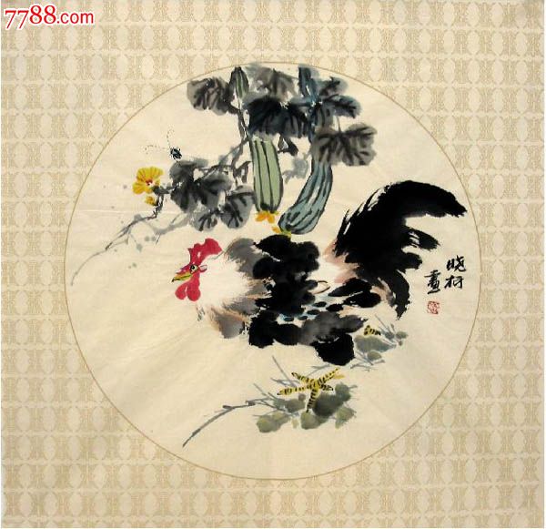 郭晓柯·圆心花鸟国画